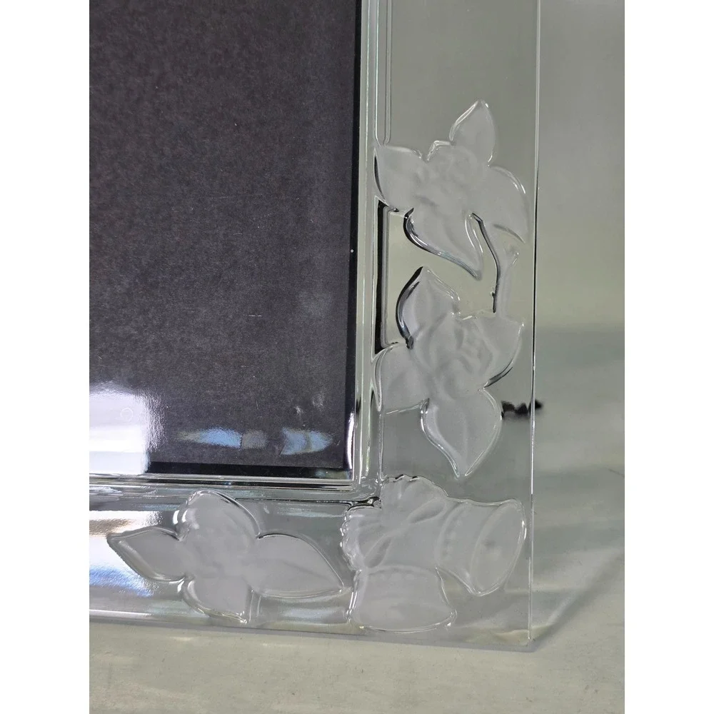 Shannon Crystal Double Picture‎ Frame With Flowers and Bells 24% Lead Crystal
